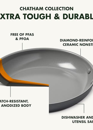 GreenPan Chatham Hard Anodized Healthy Ceramic Nonstick, 11" Frying Pan Skillet, PFAS-Free, Dishwasher Safe, Oven Safe, Gray