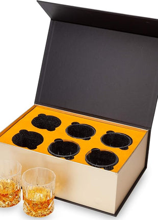 KANARS Whiskey Glasses Set of 6 with Elegant Gift Box,10 Oz Premium Old Fashioned Crystal Glass Tumbler for Liquor, Scotch, Cocktail or Bourbon Drinking, Gifts for Birthday Thanksgiving Christmas