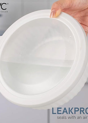 COOK WITH COLOR Prep Bowls with Lids- Wide and Deep Nesting Plastic Small Mixing Bowl Set with Lids, 8 Piece Set - Wide Bowls, Blue/Grey