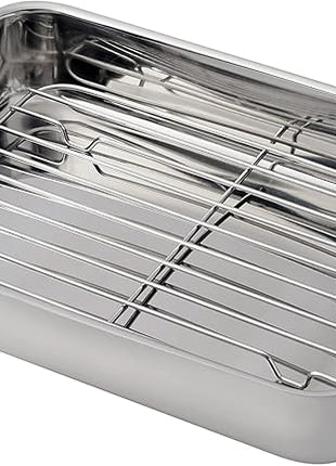 Cuisinart 7117-14RR 14-Inch Chef's-Classic Cookware-Collection, Lasagna Pan w/Stainless Roasting Rack, Stainless Steel