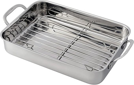Cuisinart 7117-14RR 14-Inch Chef's-Classic Cookware-Collection, Lasagna Pan w/Stainless Roasting Rack, Stainless Steel