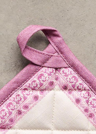 Maison d' Hermine Pot Holders 100% Cotton Heat Resistant Potholders 8" x 8" Hot Pads with Loop BBQ, Cooking, Baking, Grilling, Kitchen, Handling Hot Pans Spring/Summer (Pack of 1, Chardon)