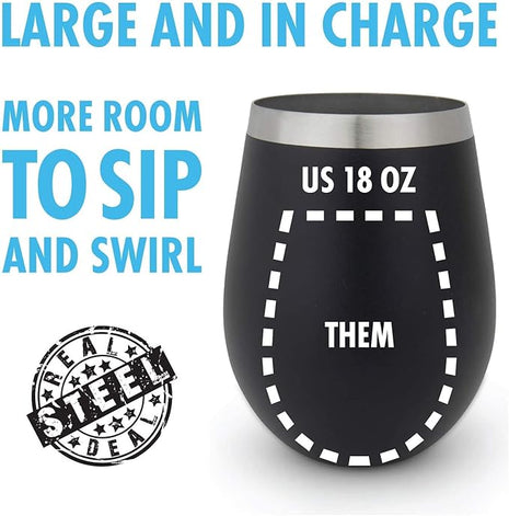 Stainless Steel Unbreakable Wine Tumblers: Stemless Camping Wine Glasses, NO LIDS, Cool Outdoor 18 oz Metal Wine Glass Set of 4 - Portable for Pool, Picnic - Drinking Cups for Outdoors