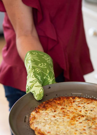 Blue Q Food Has Weed in It Funny Oven Mitts - Cute Oven Mitts, Home Kitchen Gifts, Cooking Accessories, Super-Insulated Quilting, Comfy Natural-Fitting Shape, 100% Cotton, Size 12.5" L x 7.5" W