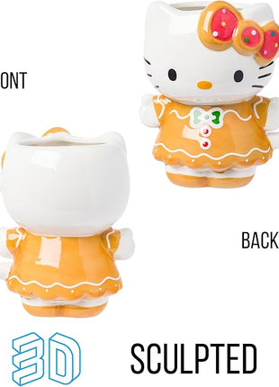 Silver Buffalo Sanrio Hello Kitty Gingerbread Dress 3D Sculpted Ceramic Mug, 20 Ounces