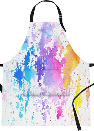 Britimes Apron Home Kitchen Cooking Baking Gardening for Women Men with Pockets Shades Watercolor Clouds Colorful Paint 32x28 inch