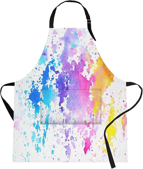 Britimes Apron Home Kitchen Cooking Baking Gardening for Women Men with Pockets Shades Watercolor Clouds Colorful Paint 32x28 inch