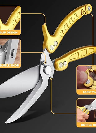 Poultry Shears, Germany Detachable Heavy Duty Kitchen Scissors With Knife Bottle Opener Gift Box, Multipurpose Kitchen Shears For Cooking Chicken Meat Turkey Thanksgiving Christmas Gifts for Men Women