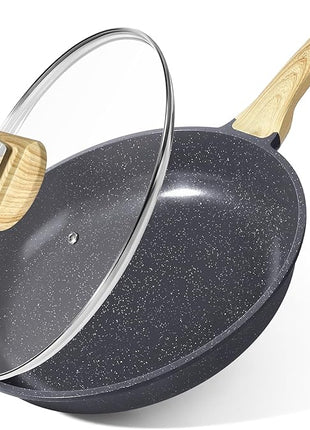 GiPP Ceramic Nonstick Frying Pan with Lid - 10" Healthy Non-Toxic Non Stick Skillet Omelette Pans, Induction Compatible Chef Pan, PFAS & PFOA-Free, Dishwasher Safe, Stay Cool Handles