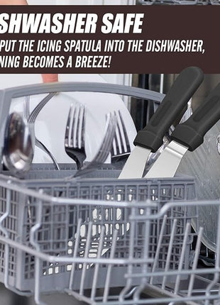 Walfos Icing Spatula, Stainless Steel Cake Spatula with Sturdy and Durable Handle Cake Decorating Spatula - Multi purpose Use for Home, Kitchen or Bakery (6” Angled + 8" Straight)…