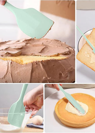 5 Piece Mint Green Silicone Spatula Set, Heat Resistant Rubber Spatulas Set, Silicone Kitchen Utensils Set Dishwasher Safe for Nonstick Cookware