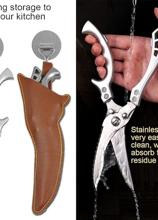 ANDONG Upgrade Heavy Duty Stainless Steel Kitchen Scissors - Professional Poultry Shears for Bone, Meat, Chicken, Fish, Turkey, Vegetables,Spring Loaded Multipurpose Ultra Sharp Utility Scissors