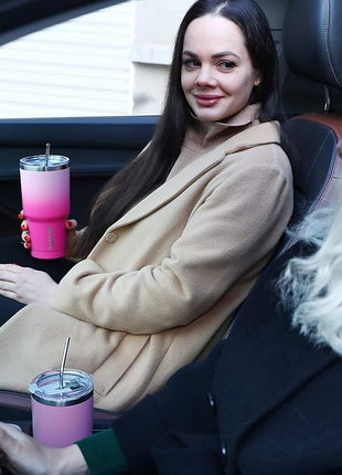 BJPKPK 30oz Color Block Tumbler With Lid And Straw,Stainless Steel Double Wall Vacuum Insulated Tumblers,Ocean Dream