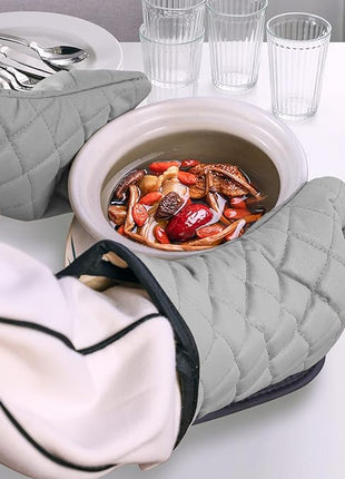 ARCLIBER Oven Mitts 1 Pair of Terry Cloth Lining - Heat Resistant Kitchen Gloves,Flame Oven Mitt Set,15 Inch