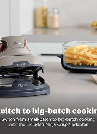 Ninja Crispi Air Fryer, Microwave, Freezer & Dishwasher Safe, Non Toxic Glass Portable Cooking System, 4 QT & 6 Cup Glass Containers with Storage Lids, Easy Meals, Air Fry, Bake, Stone, FN101ST