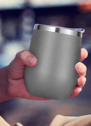 VEGOND Wine Tumblers Bulk 12 Pack, 12oz Stainless Steel Stemless Wine Glass with Lids and Straws, Double Wall Vacuum Insulated Tumbler Cup, Coffee Mug for Cold Hot Drinks