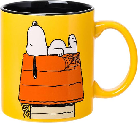 Silver Buffalo Peanuts Halloween Snoopy Trick Or Treat Spider Webs Ceramic Mug, 20 Ounces