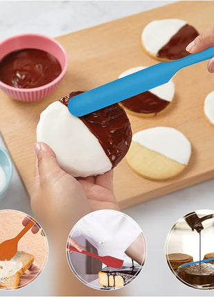 HOTEC Heat Resistant 600℉ Food Grade Silicone Rubber Spatula Set for Baking, Cooking, and Mixing Non Stick Dishwasher Safe BPA-Free Multicolor Set of 5