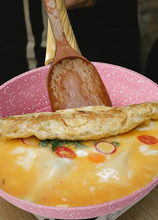 Innerwell 8-Inch Pink Nonstick Egg Pan, PFOA-Free Stone Cookware Skillet, Induction Compatible