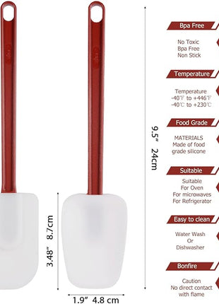 Silicone Rubber Spatula Set of 3, High Heat, Commercial (2 Spoonula + 1 Scraper, 9.5 Inches)