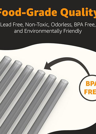 Jmoe USA 12" Replacement Straws for Stanley 40oz & 30oz Tumblers | Fits Reduce 50 oz & 40 oz Cold1 Tumblers | 6-Pack of Reusable Plastic Straws With Cleaning Brush | Food Grade & BPA Free (Black)