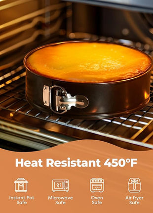 Kootek Cake Pan Set of 3, Nonstick Springform Pans with Removable Bottom, 4, 7, 9 Inch Round Cheesecake Baking Pans with 50 Pcs Parchment Paper Liners