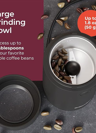 MuellerLiving Electric Coffee Grinder for Spice, Nut, Herbs and Coffee Beans, Sharp Blade, Stainless Steel - Black