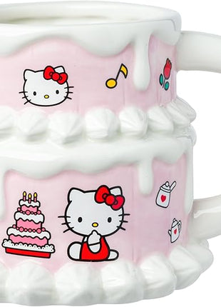 Silver Buffalo Sanrio Hello Kitty Cake Ceramic 3D Sculpted Mug, 20 Ounces