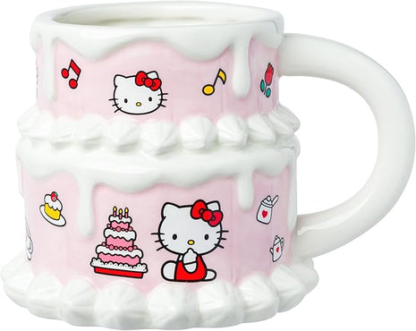 Silver Buffalo Sanrio Hello Kitty Cake Ceramic 3D Sculpted Mug, 20 Ounces