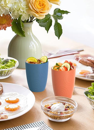 Homienly Wheat Straw Cups Alternative to Plastic Cups Set of 4 Premium Drinking Glasses - 12 OZ, Unbreakable Drinking Cups, Dishwasher & Microwave Safe Tumbler Cups for Kitchen, Kids, Picnic - Multi