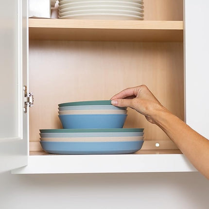 Grow Forward Premium Wheat Straw Plates and Bowls Sets - 8-Piece Wheat Straw Dinnerware Sets - Unbreakable & Reusable Microwave Safe Plastic Dinner Plates for Outdoors, RV, Camping Dishes - Oasis