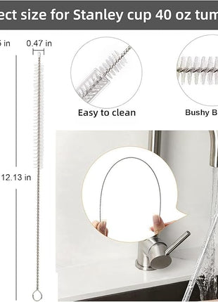 Straw Replacement for Stanley Cup 40 oz | 6 PCS Reusable Straws with Stanley 40oz Tumblers | Reusable Tritan Straws with 1 Cleaning Brush | 12 inch Tumbler Accessories, BPA-Free Dishwasher Safe Clear