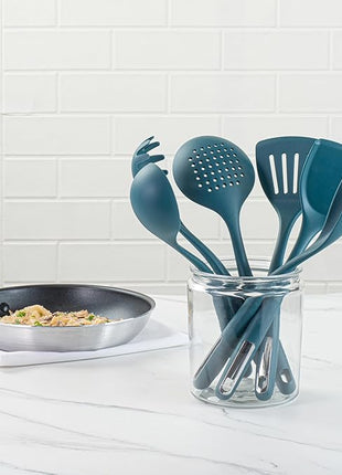 Restaurantware-Met Lux Kitchen Utensil Set, 1 Silicone Utensil Set - Consists 6 Pieces, High-Heat Tolerance, Teal Silicone Kitchen Utensils, For No-Stick Cookware