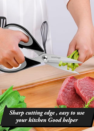 Kitchen Gadgets Utensils Set for Home, iBayam 8.5" Kitchen Scissors with Sheath, Black Cooking Scissors, All Purpose Shears