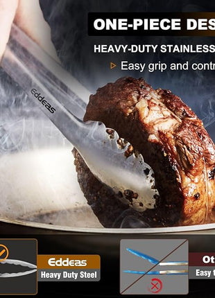 Kitchen Tongs - 9 inch Heavy Duty Food Tongs, Ergonomic Grip Superior Stainless Steel and Non-Slip Heat Resistant handle - Perfect for Cooking, Salad, Grilling, Barbecue,Dishwasher safe