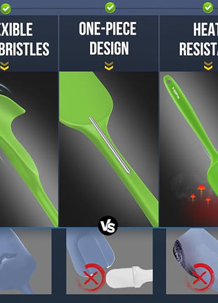 Walfos Silicone Spatula -600°F Heat Resistant Kitchen Scraper Spatulas, Strong Steel Core and One-Pieces Design, for Cooking Mixing Baking - BPA Free and Dishwasher Safe, Multicolor set of 5