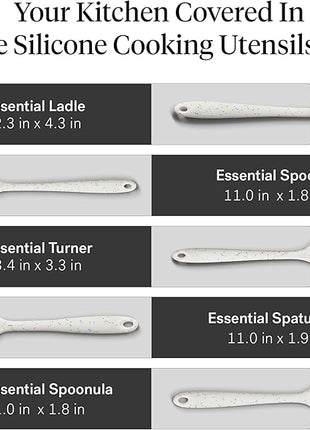 GIR: Get It Right 5-Piece Silicone Essentials Kitchen Utensils Set - Ladle, Spatula, Flip, Spoon & Spoonula - Non-Toxic Cooking Utensils for Nonstick Cookware, Cooking and Baking - Party Confetti