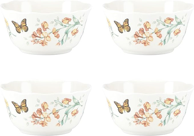 Lenox 856406 Butterfly Meadow Melamine 4-Piece All-Purpose Bowl Set, Lightweight Melamine Material
