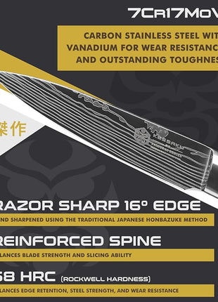 KESSAKU Paring Knife - 3.5 inch - Samurai Series - Razor Sharp Kitchen Knife - Forged 7Cr17MoV High Carbon Stainless Steel - Wood Handle with Blade Guard