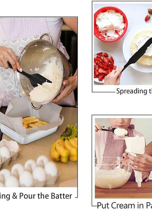 TeamFar Silicone Spatula, 7 PCS Rubber Spatulas Heat Resistant Kitchen Utensils Set for Baking Cooking Mixing, Fit Nonstick Cookware, Healthy & Non Toxic, Sturdy & One Piece, Dishwasher Safe - Black