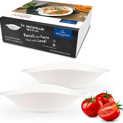 Villeroy & Boch Vapiano Pasta Bowl Set of 2, Premium Porcelain, Made in Germany, White