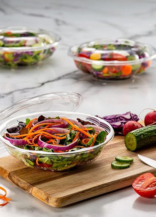 Comfy Package [18 oz. - 50 Count Clear Plastic Salad Bowls with Lids, Disposable Salad Containers - Perfect for Takeout, Salads, and Meal Prep
