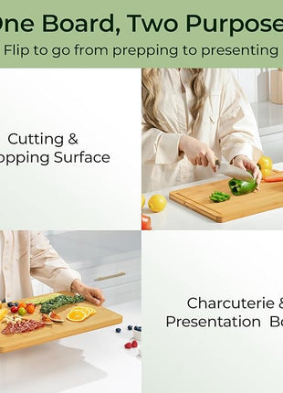 Kitchen Essentials Natural Bamboo Cutting Board XL With Durable, Knife-Friendly Surface & Deep Juice Groove – Perfect For BBQ(Pre Oiled, Natural)