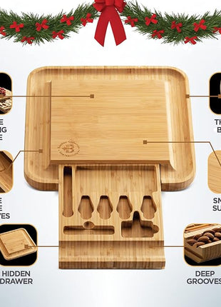 Charcuterie Board Gift Set - Bamboo Cheese Board and Knife Set - Housewarming Gifts for New Home, Wedding Gifts for Couples 2025, Bridal Shower Gifts, Birthday Gifts for Women