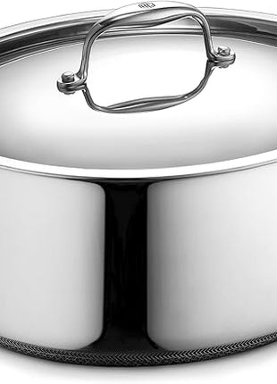 HexClad Hybrid Nonstick 6.5-Quart Oval Dutch Oven with Stainless Steel Lid, Stay-Cool Handles, Dishwasher-Friendly, Oven-Safe Up to 900°F, Induction Ready, Compatible with All Cooktops