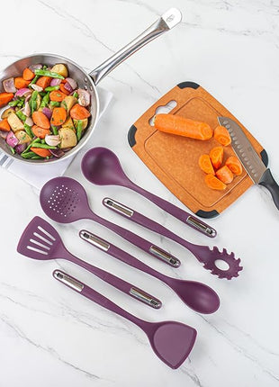 Met Lux Kitchen Utensil Sets, 10 Silicone Utensil Sets - 6 Pieces Per Set, High-Heat Tolerance, Purple Silicone Kitchen Utensils, For No-Stick Cookware - Restaurantware