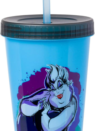 Silver Buffalo Disney Villains 4 pack Color Change Plastic Tumbler Featuring The Evil Queen, Cruella De Vil, Ursula, and Maleficent, 24 Ounces