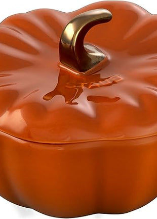 STAUB Ceramic 0.75-qt Petite Pumpkin, Oven & Stove Safe up to 572°F, Pumpkin Dish, Baking Candy Burnt Orange