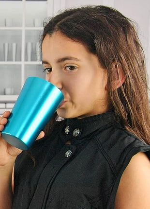 HOME-X Colorful Aluminum Drinking Cups Set of 6, Colored Metal Tumblers, Shatter Resistant, Stackable, 6 Metallic Colors- 12 Ounces