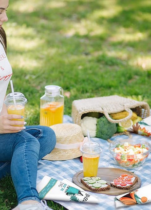 Set of 6 Camping Kitchen Towels White Absorbent Dishcloth Bonfire Tent Car Tea Towels 24 x 16 Inches with Funny Sayings Novelty Gifts for Campers Happy Camper Camping Accessories for Rv Campers